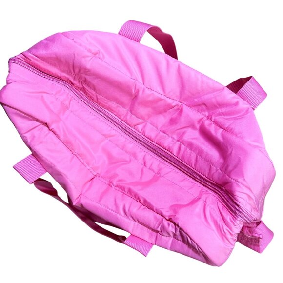 NWT Victoria's Secret PINK Bright Pink Quilted Duffle Tote Bag - Picture 3 of 10